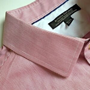 Banana Republic  lovely pink colour pinstriped cotton dress shirt Sz XL Mint